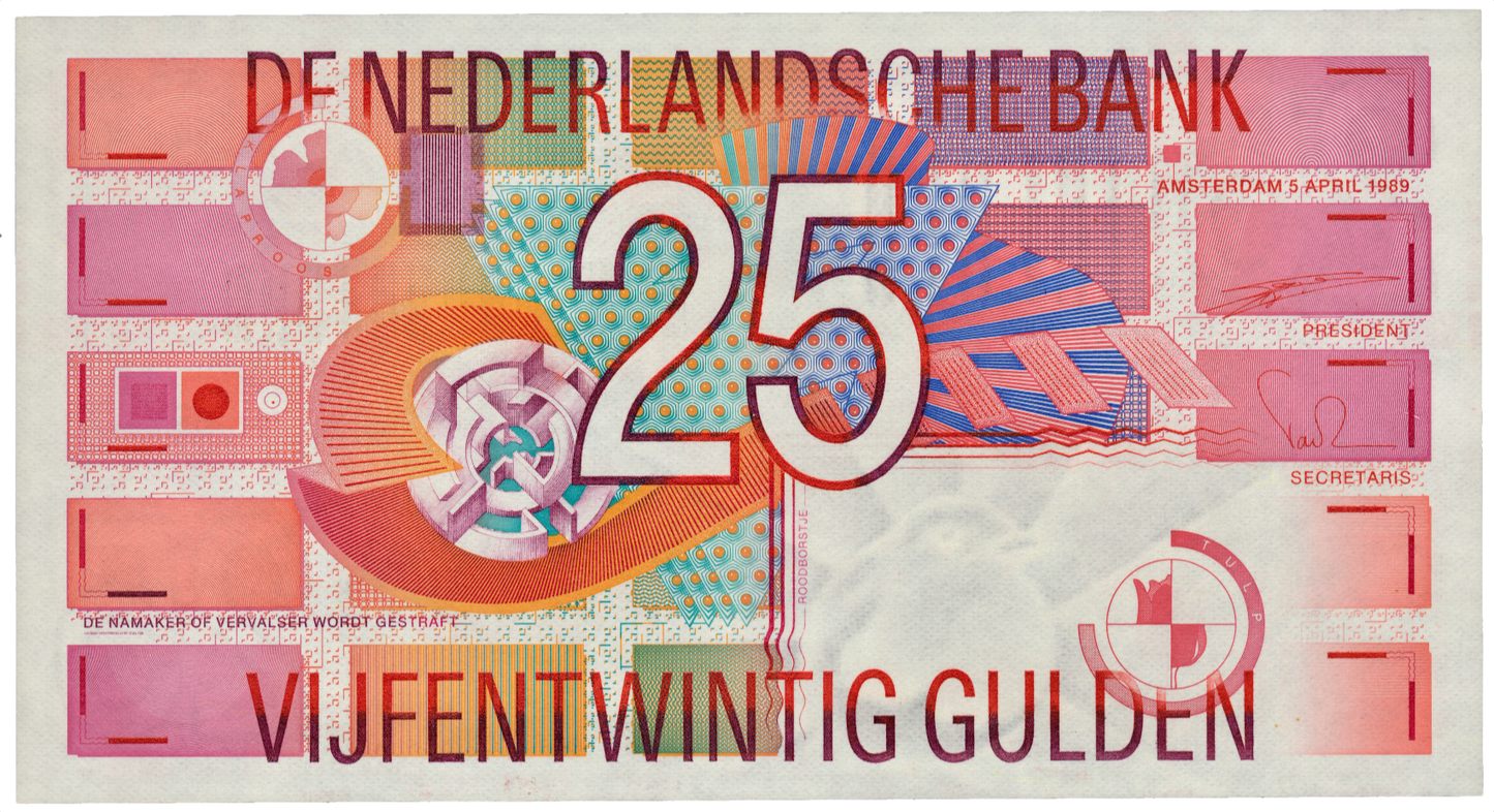 NETHERLANDS P.100 1997 25 Guilden UNC