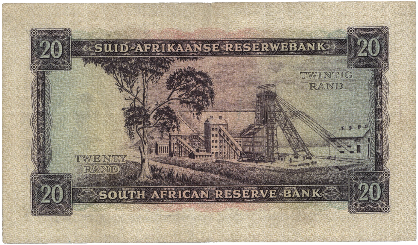 SOUTH AFRICA P.108A 1962 20 Rand EF
