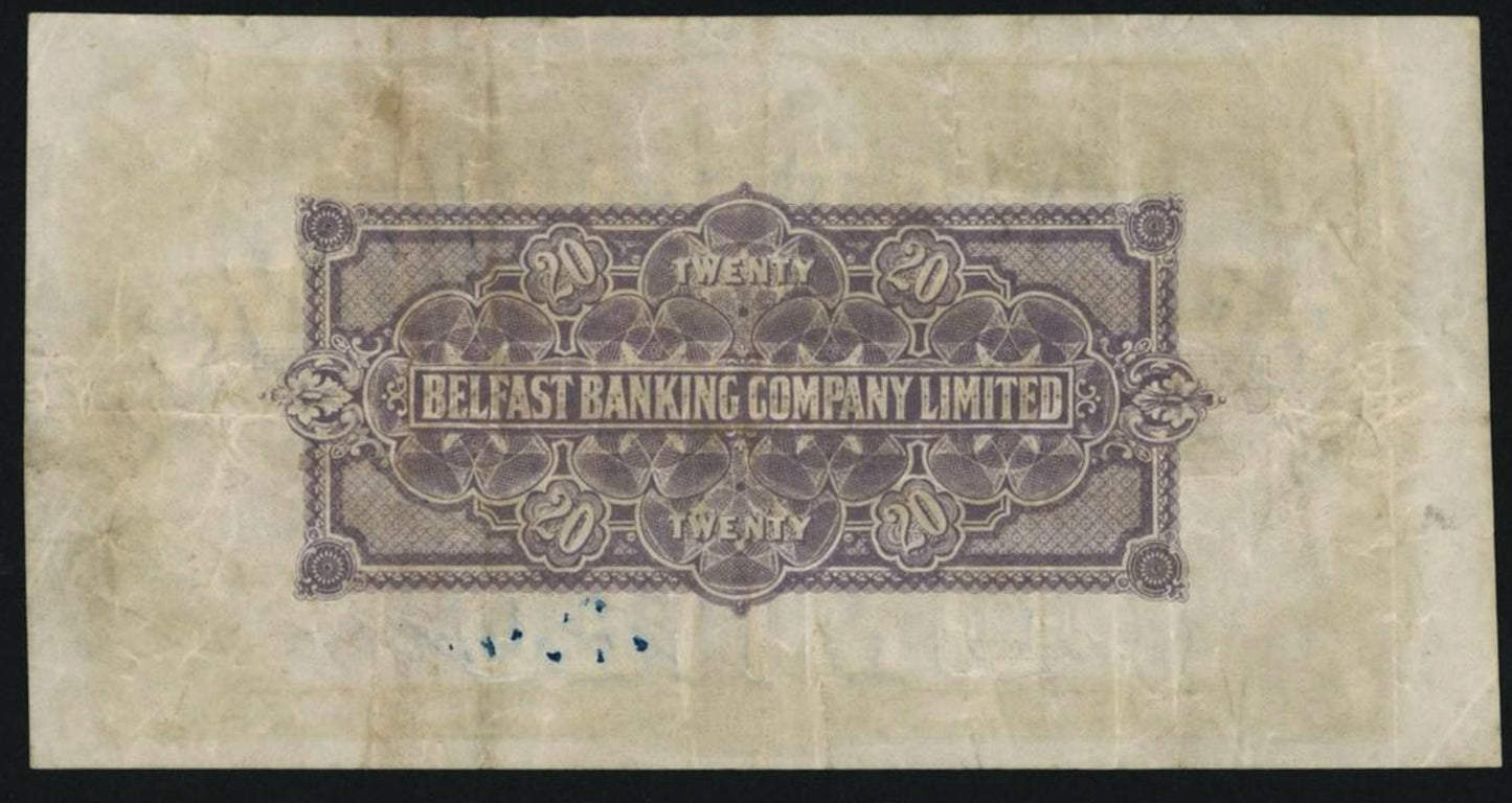 NORTHERN IRELAND P.129a NI304a 1923 Belfast Banking Co Ltd £20 VF25