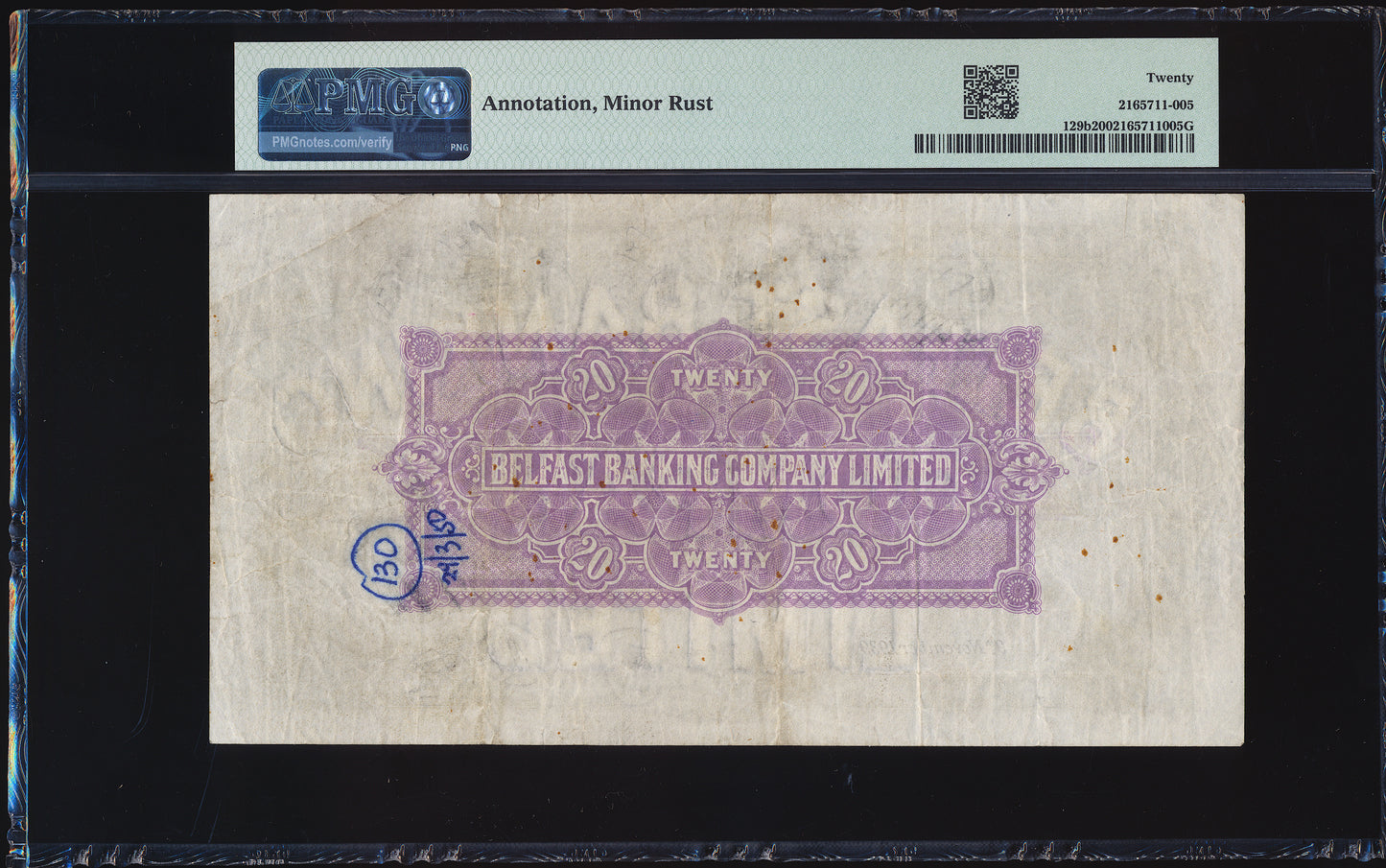 NORTHERN IRELAND P.129b NI304a 1939 Belfast Banking Co Ltd £20 VF20