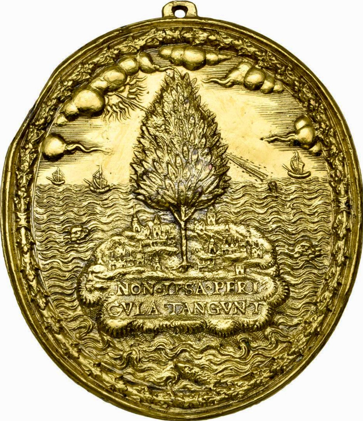 1589 Defeat of the Spanish Armada gilt bronze electrotype copy medal cf. MI 154/130 cf. E61A