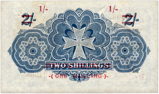 MALTA P.15 1940 1 Shilling on 2 Shillings First run A/1 UNC