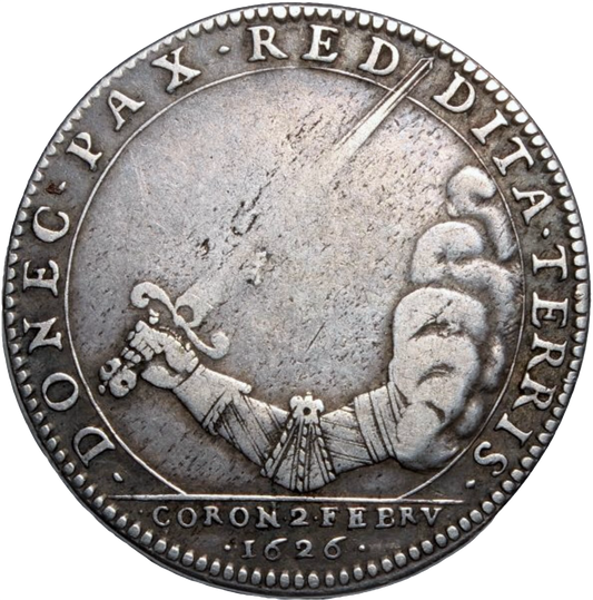 1626 Coronation of Charles I 30mm silver medal MI 243/10 E106 AVF - VF
