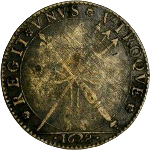 1628 Charles I Army and Navy Tribute 28mm copper medal by N Briot MI 250/27 E112 (Copy)