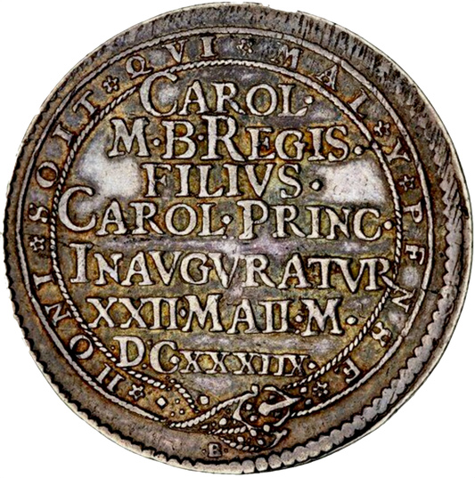 1638 Prince Charles, Knight of the Garter 31mm silver medal MI 281/88 E131