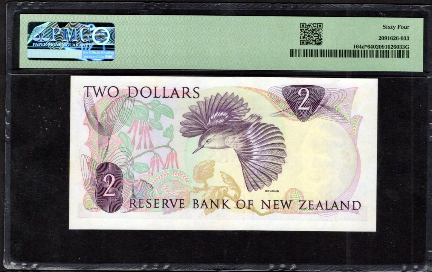 NEW ZEALAND P.164dr 1977-1981 $2 Replacement note Choice UNC 64