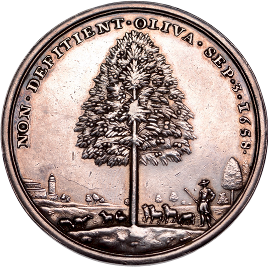1658 Death of Cromwell 48mm struck silver medal MI 435-85 E200