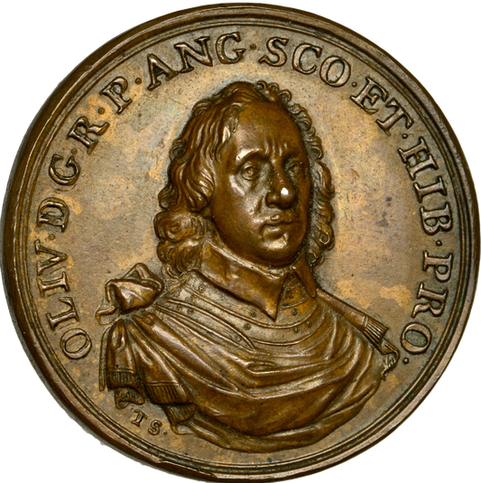 1658 (c)  1658 Oliver Cromwell Lord Protector struck copper medal MI 410/46 E189