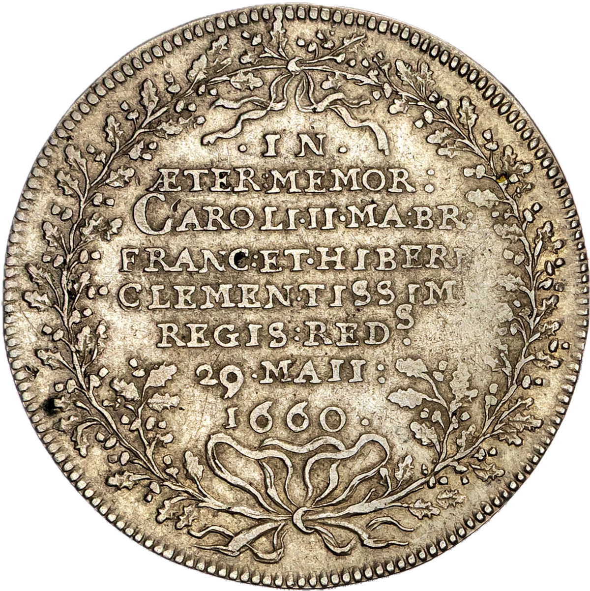 1660 Charles II Restoration silver medal 31.5mm MI 462/56 E217