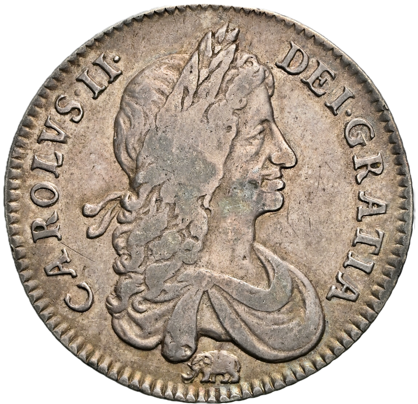 1666 Shilling S3373 ESC 507 First bust variety Elephant below Very rare VF30