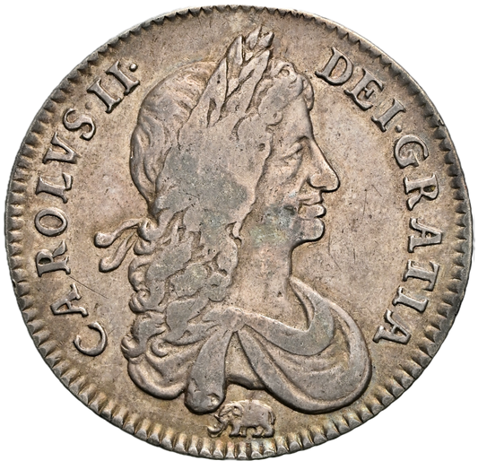 1666 Shilling S3373 ESC 507 First bust variety Elephant below Very rare  VF30