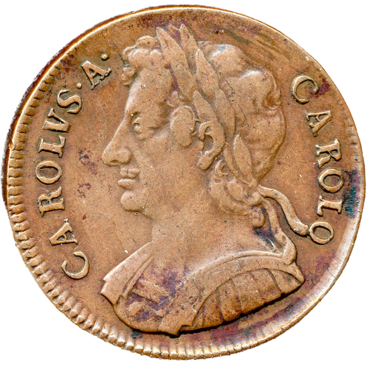 1675/3 Halfpenny S3393 BMC 516 Very Scarce GF/AVF