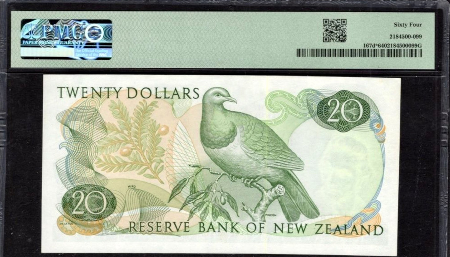 NEW ZEALAND P.167dr 1977-1981 $20 Replacement note CHOICE UNC 64