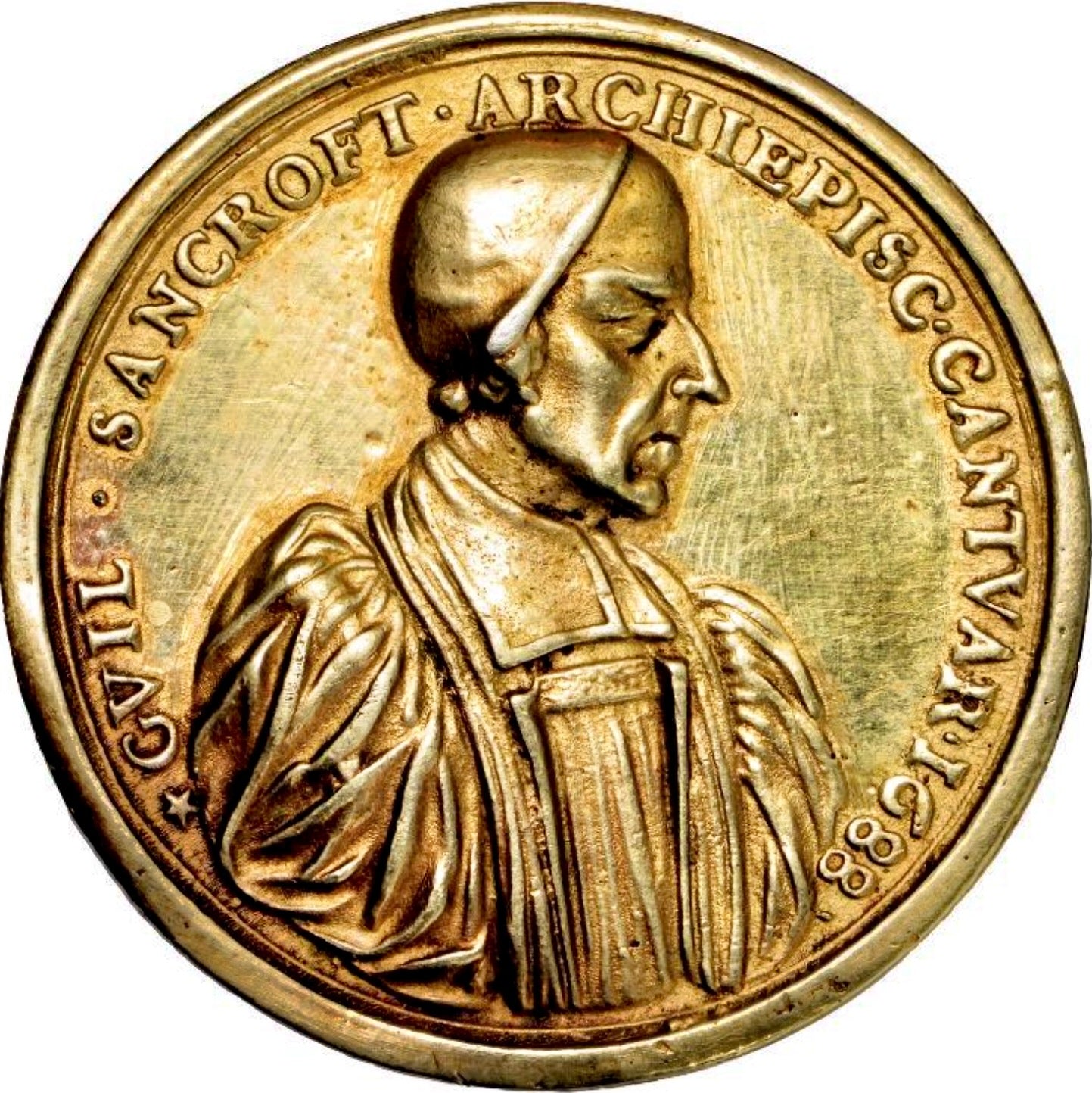 1688 Archbishop Sancroft and the Bishops 50mm gilt silver medal MI 622/37 E288b