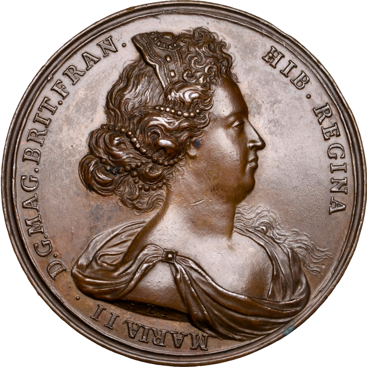 1695 Queen Mary tribute 59mm bronze medal MI 112/345, rare