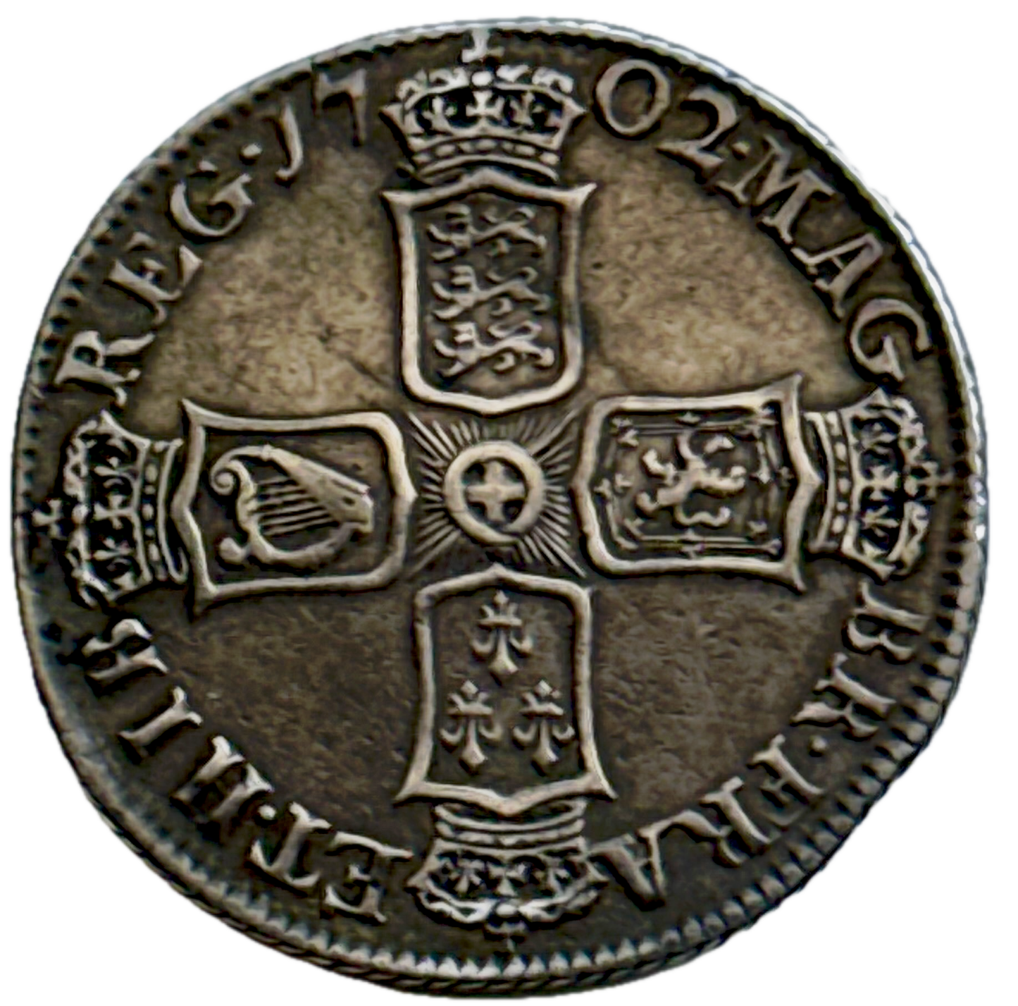 1702 Shilling S3583 ESC 1385 Plain in angles Scarce VF