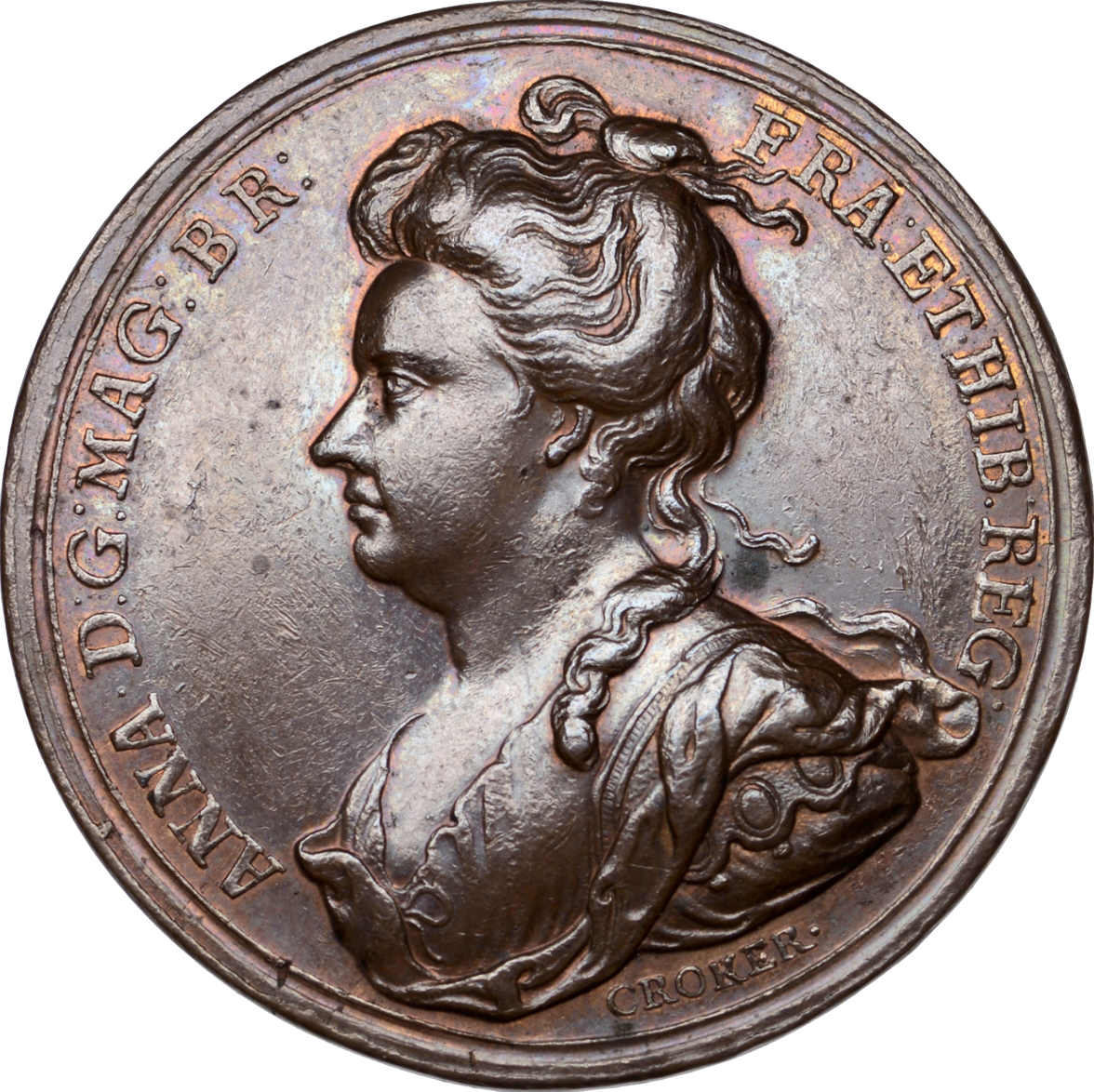 1706 Barcelona Relieved 35mm copper medal by Croker MI 280/86 E418