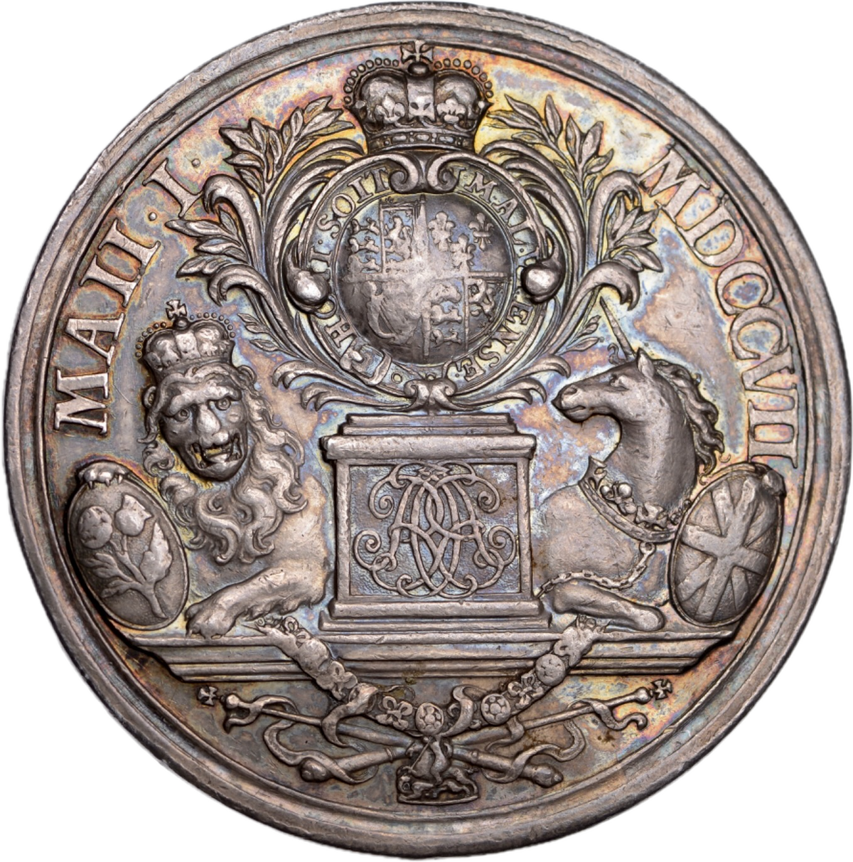 1707 Union of England and Scotland 47mm copper medal MI 295/107 E424a