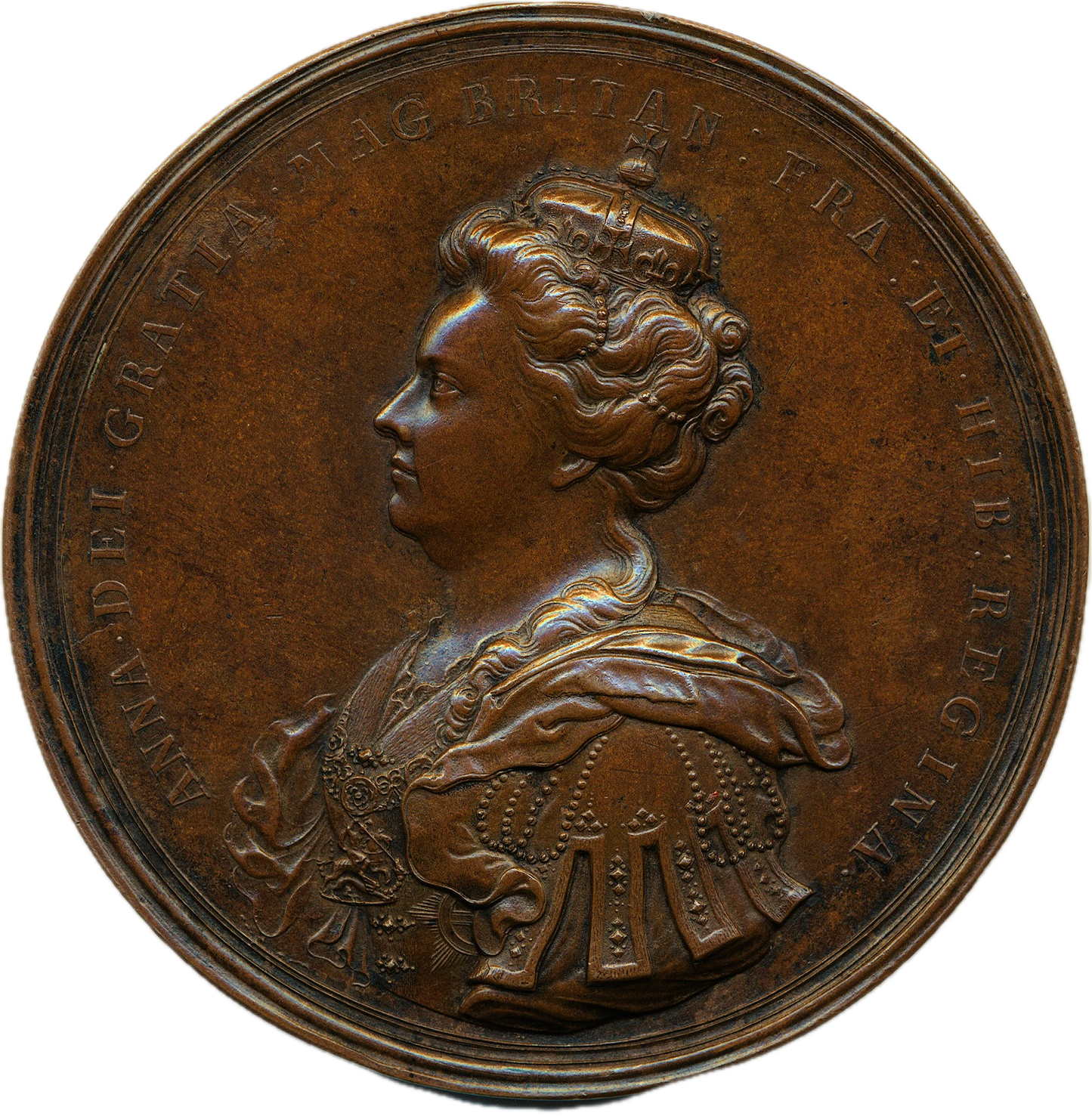 1707 Union of England and Scotland 69mm bronze medal E423 MI 298/115