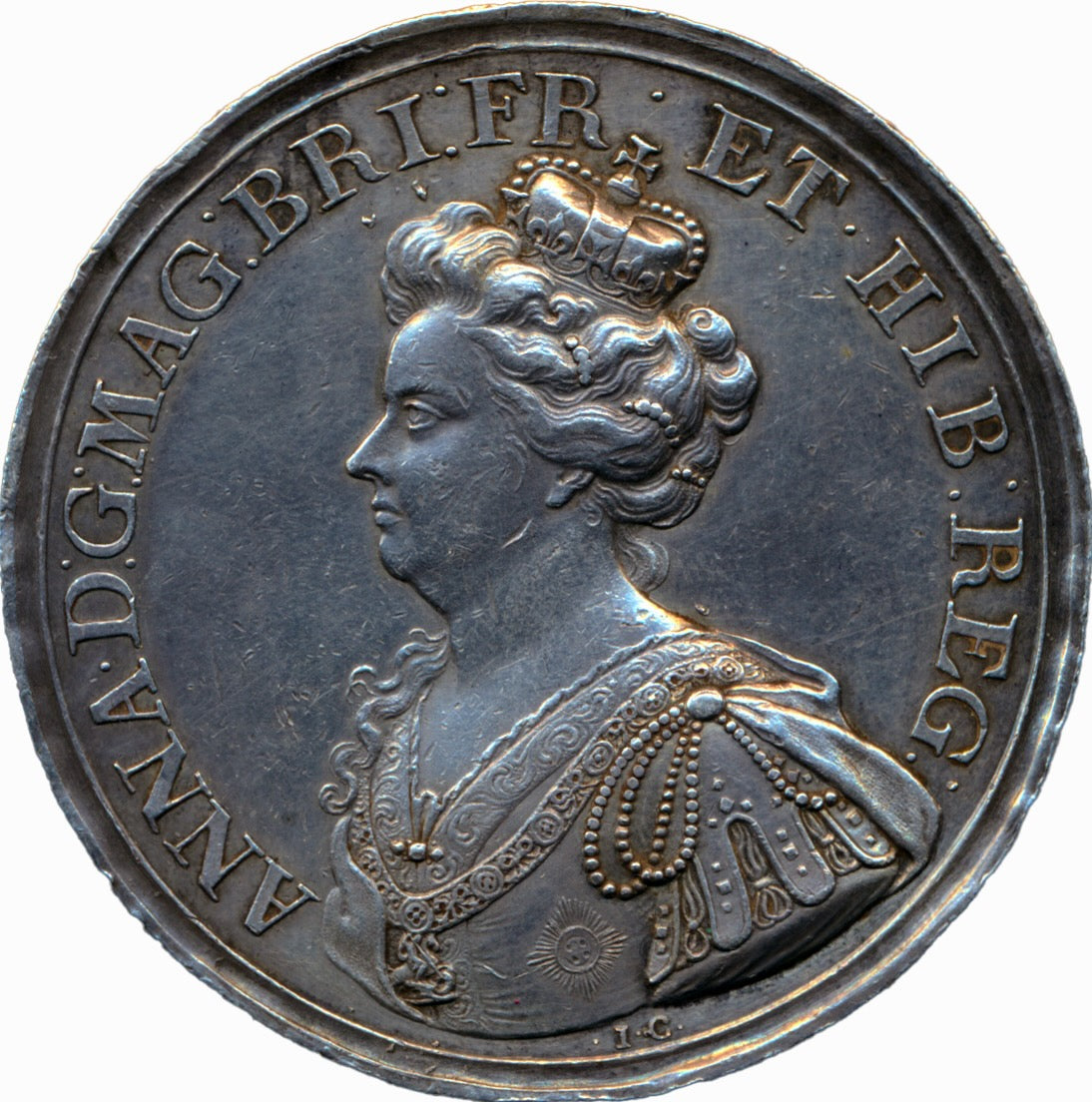 1707 Union of England and Scotland 44mm silver medal MI 295/107 E424a