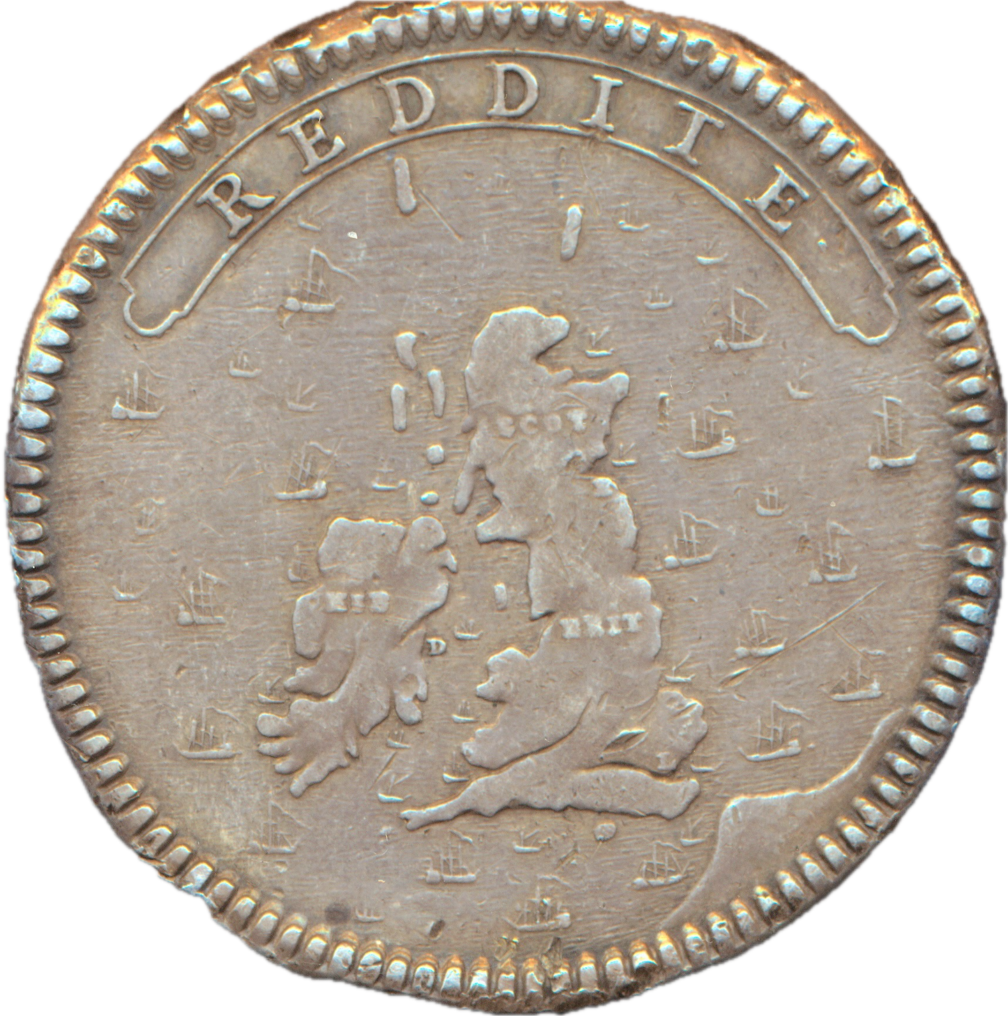 1708 Elder pretender, Restoration of Kingdom 38mm silver medal Mi 312/134 E 427