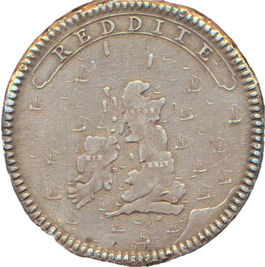 1708 Elder pretender, Restoration of Kingdom 38mm silver medal Mi 312/134 E 427