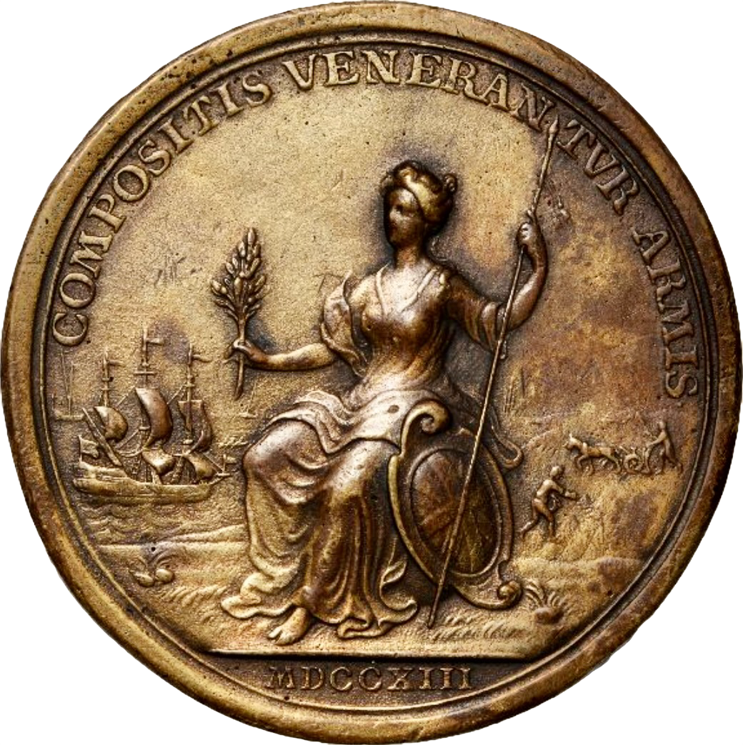 1713 Peace of Utrecht 58mm brass medal by Croker MI 399/256 E458