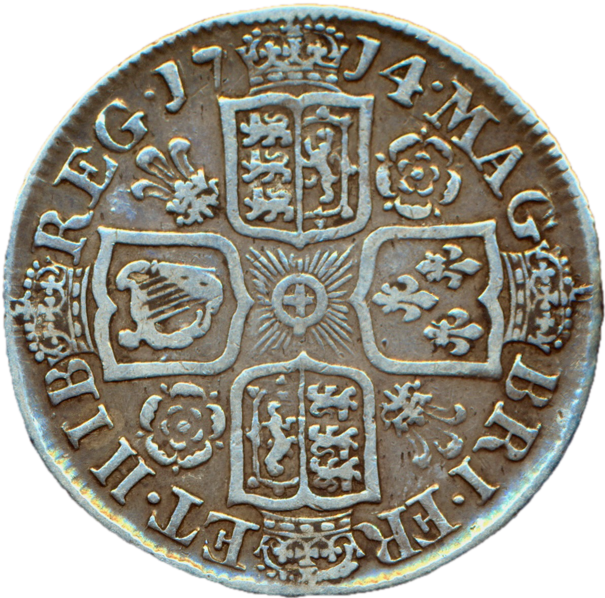 1714 Shilling Fourth bust Roses and plumes S3617 ESC 1412 NVF