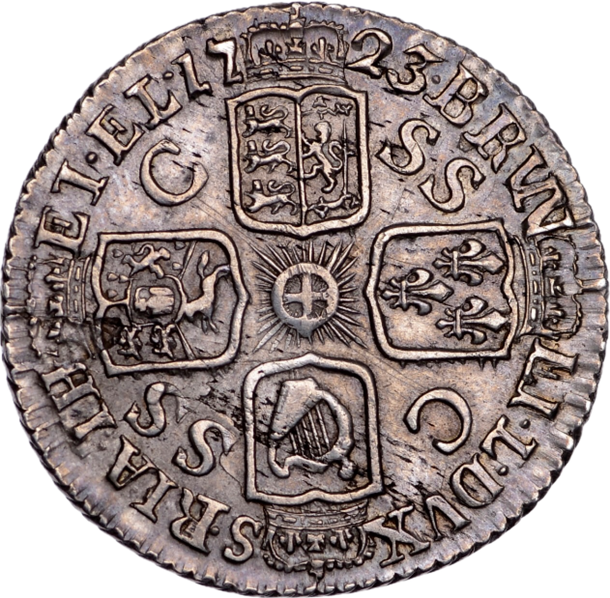 1723 Sixpence SSC in angles Larger lettering S3652 ESC 1614 EF