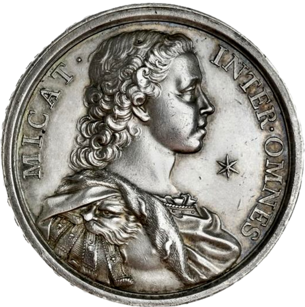 1731 Legitimacy of Jacobite Succession, Prince Charles and Prince Henry 42mm silver medal MI 492/34 E521