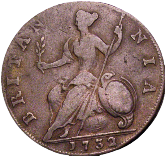 1732/1 Halfpenny stop reverse unlisted by Peck F