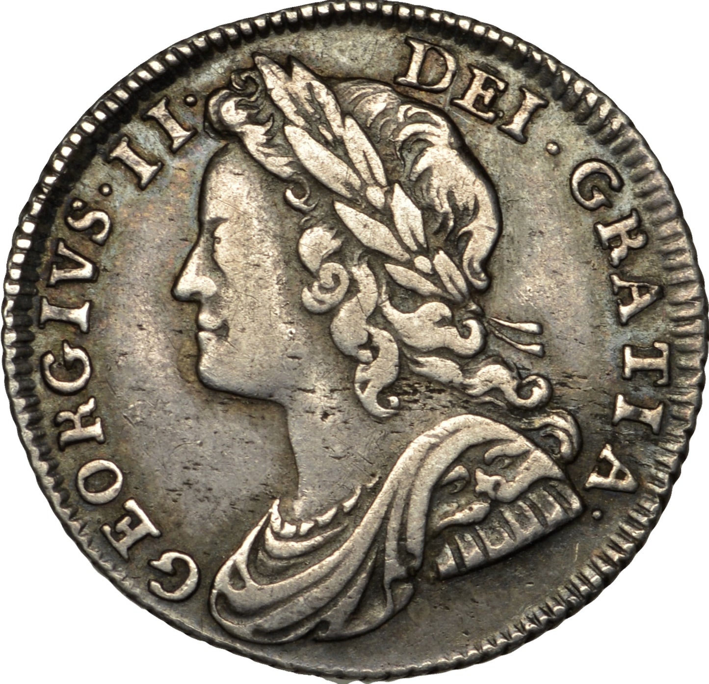 1735 Sixpence Young head Roses and plumes S3707 ESC 1745 Very rare (R2) VF