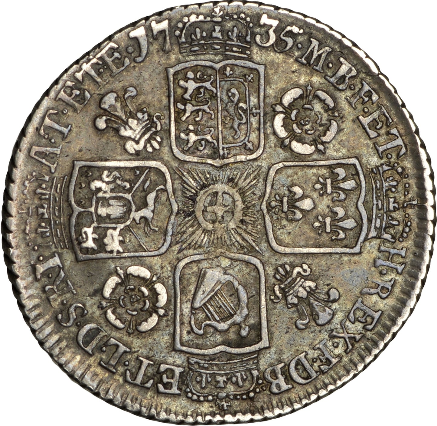 1735 Sixpence Young head Roses and plumes S3707 ESC 1745 Very rare (R2) VF
