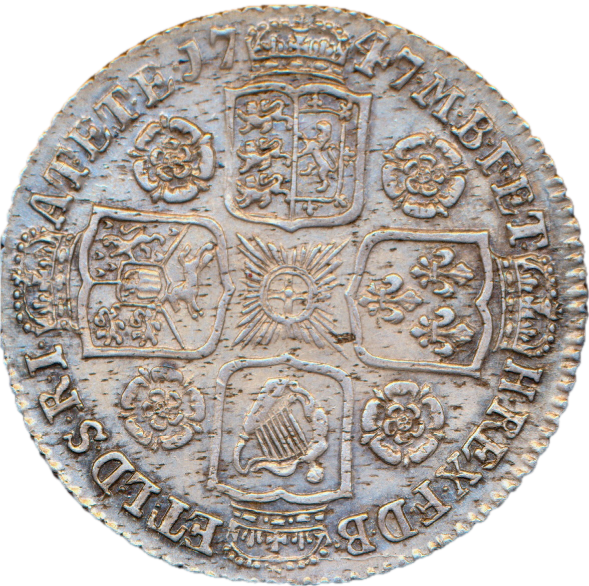 1747 Shilling Old head Roses in angles S3702 ESC 1728 NEF