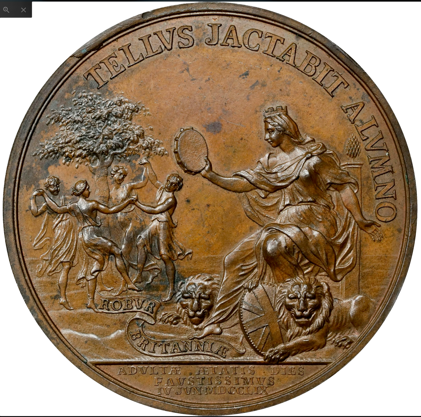 1760 George III Accession bronze medal by T Pingo BHM 1 E682