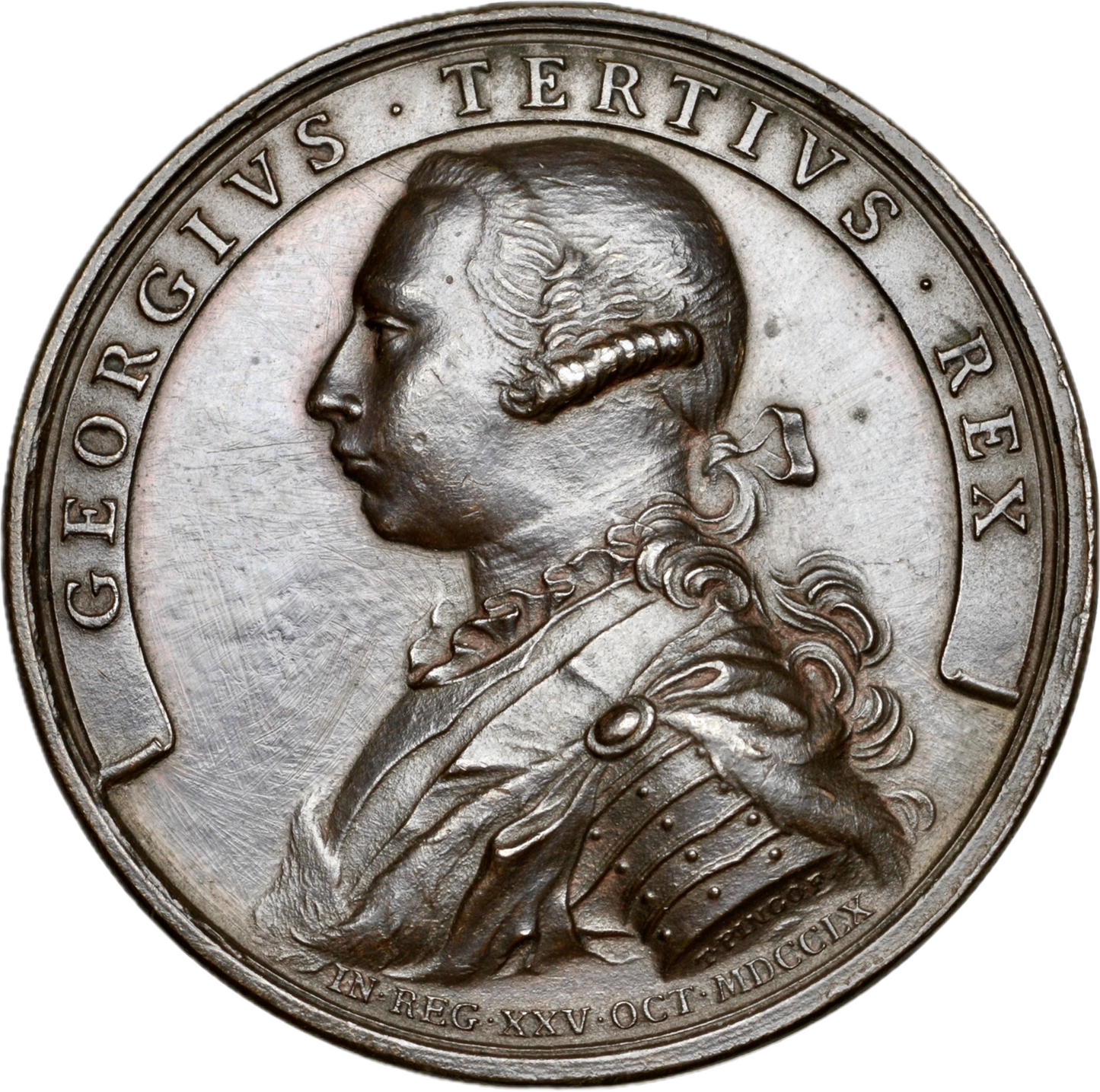 1760 George III Accession bronze medal by T Pingo BHM 1 E682