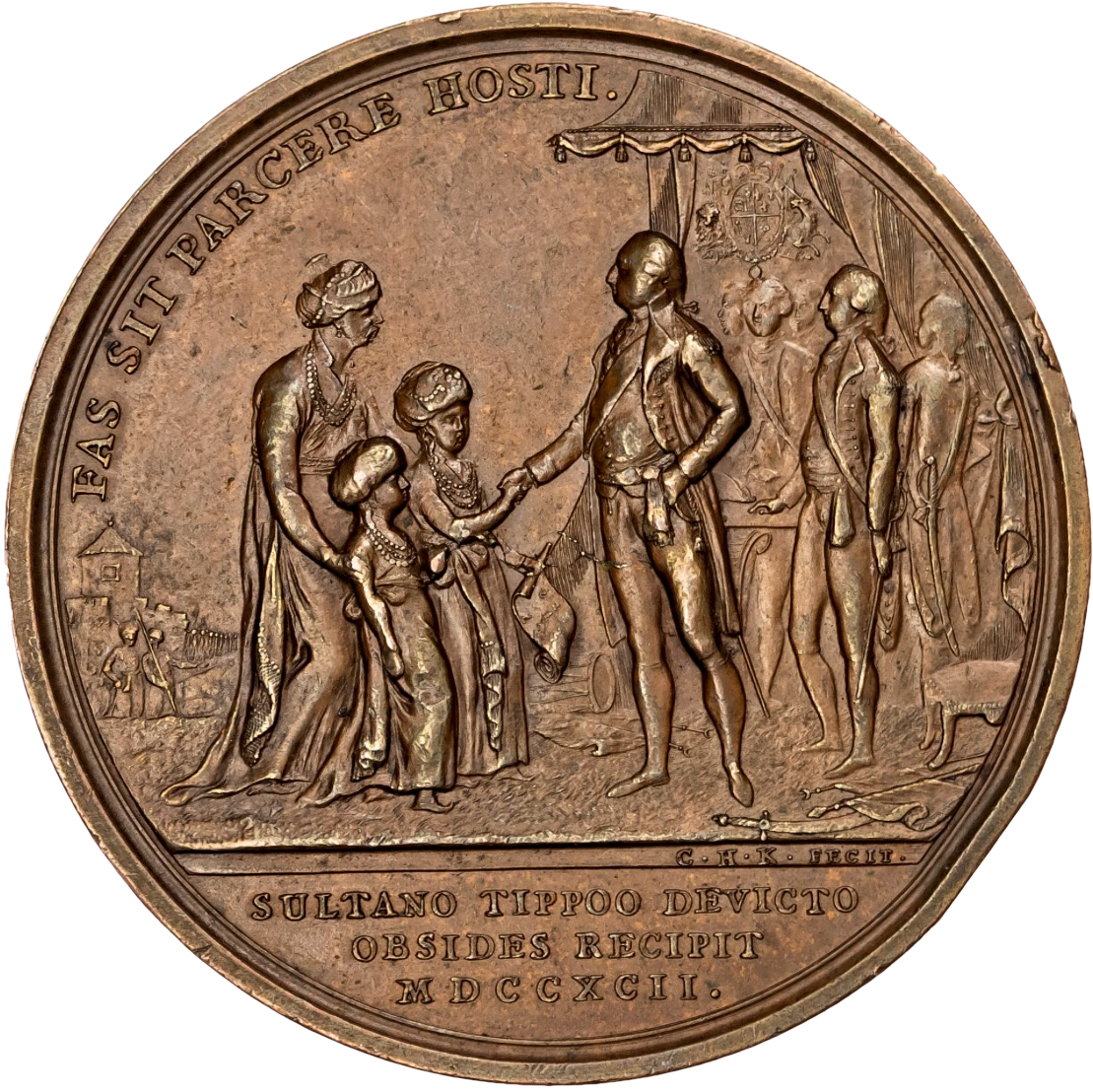 1793 Defeat of Sultan Tippoo 48mm copper medal by C.H. Küchler BHM 363 E845