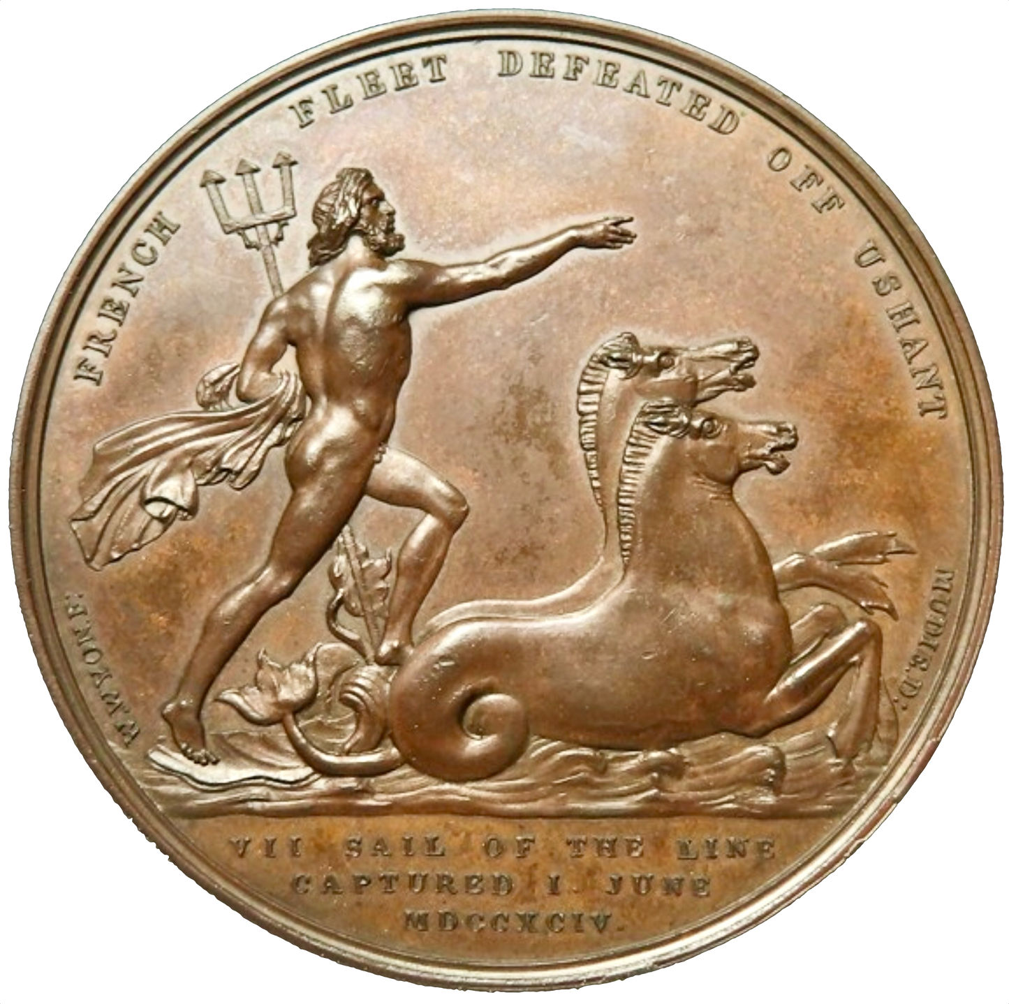1794 Admiral Earl Howe, Naval Victory of the First of June 1794 copper medal BHM 387 E856