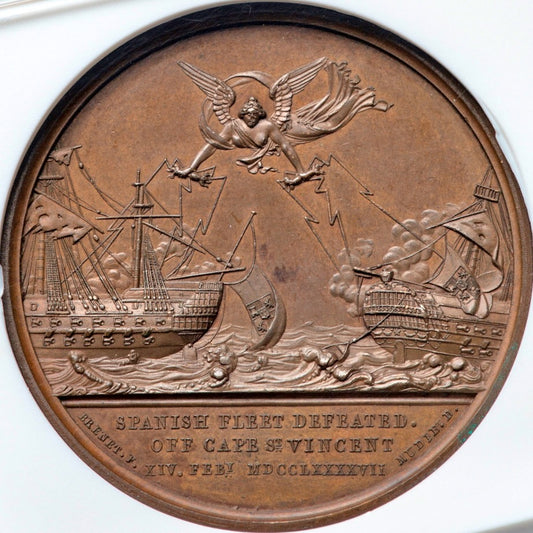 1797 Battle of Cape St Vincent 41mm copper medal BHM 438 E882 MS 63 BN