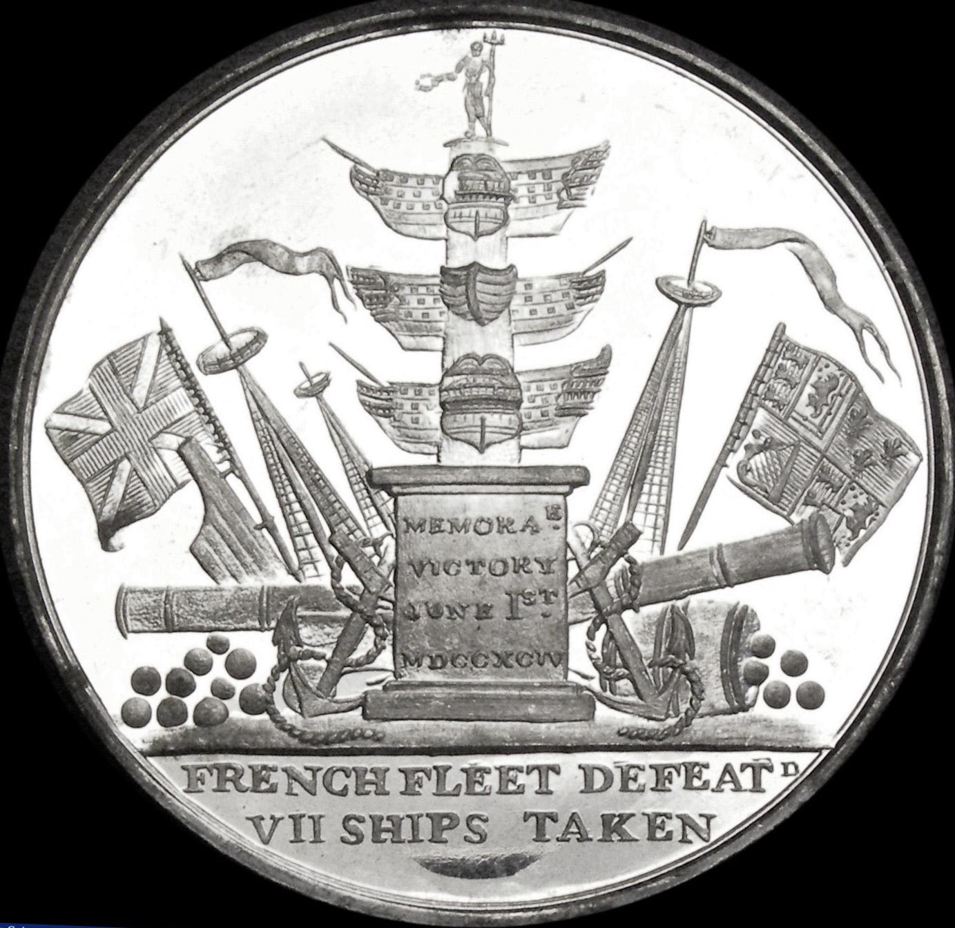 1799 Death of Earl Howe 38mm white metal medal by T Wyon BHM 468 E909