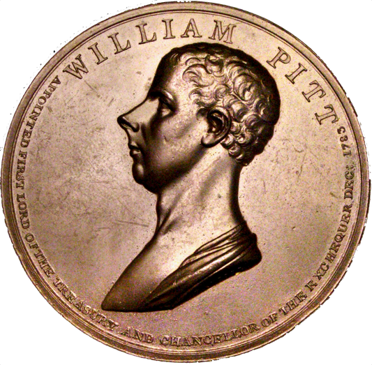 1799 William Pitt, First Lord of the Treasury 54mm copper medal by JG Hancock BHM 470 E912