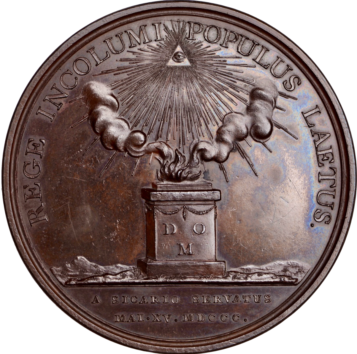 1800 George III Preserved from Assassination 48mm copper medal BHM 483 E916