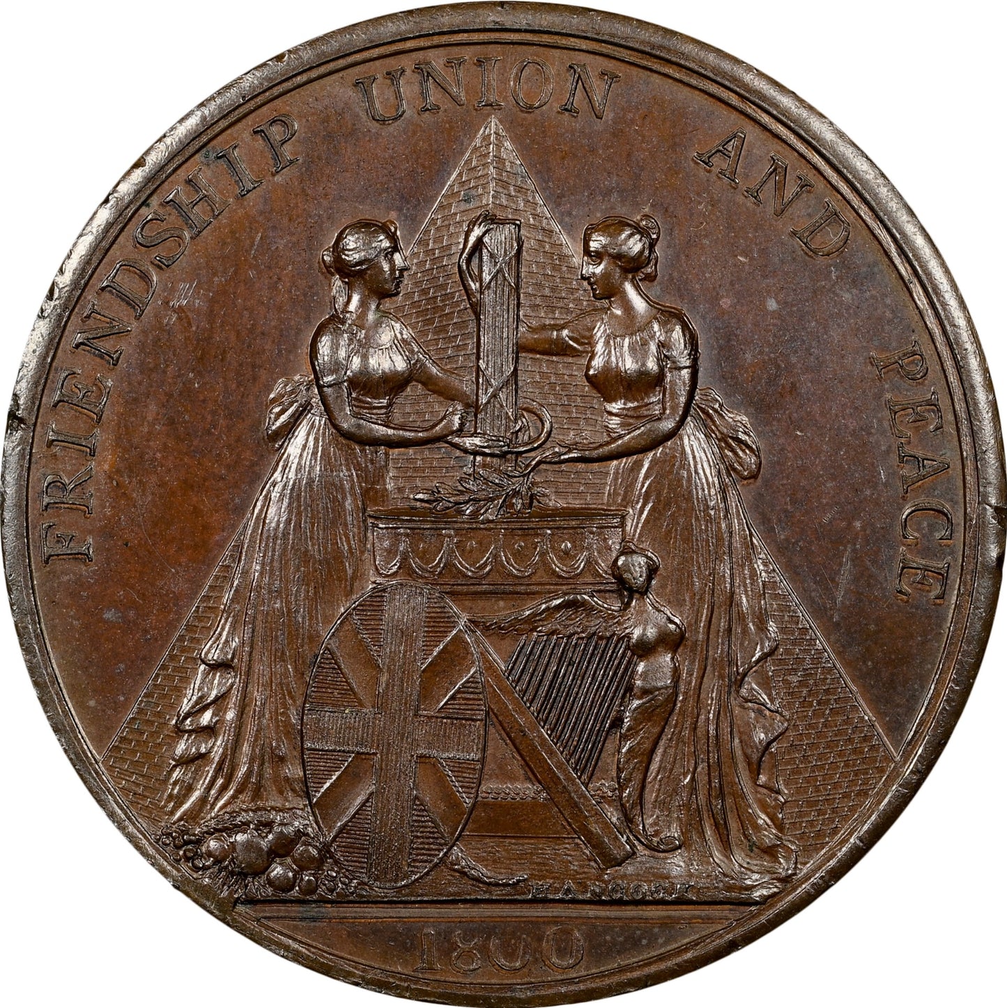 1800 Union of Great Britain and Ireland, Act Passed bronze medal BHM 494 E917 MS64BN