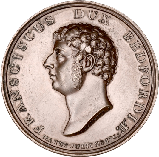 1802 Death of Duke of Bedford 42mm copper medal by JG Hancock BHM 532