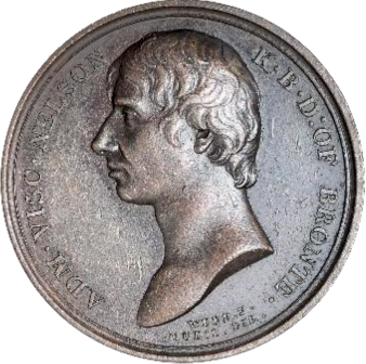 1805 Battle of Trafalgar and Death of Nelson 41mm bronzed lead medal BHM 596 E963