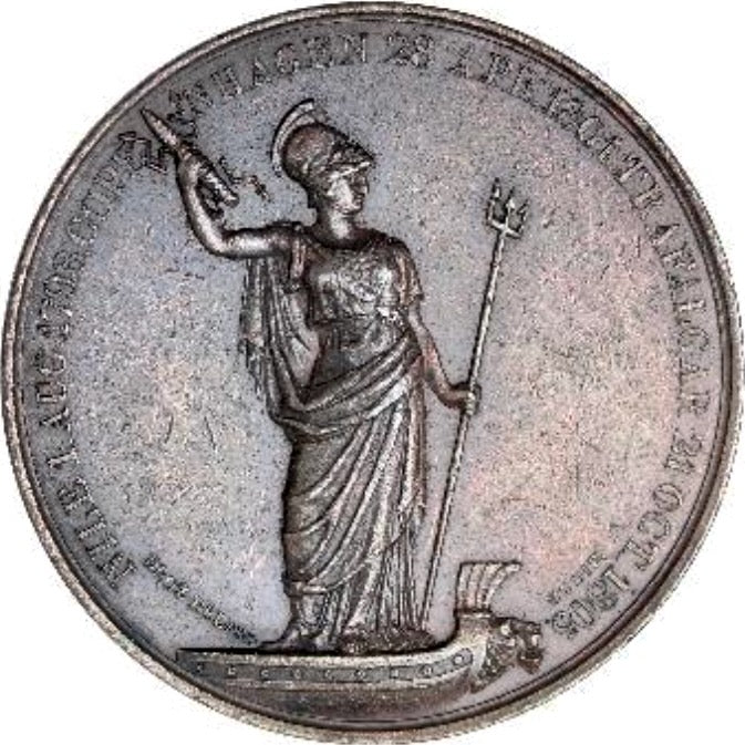 1805 Battle of Trafalgar and Death of Nelson 41mm bronzed lead medal BHM 596 E963