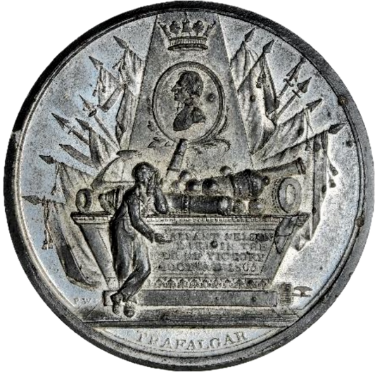 1805 Death of Nelson 52mm white metal medal BHM 579 E958