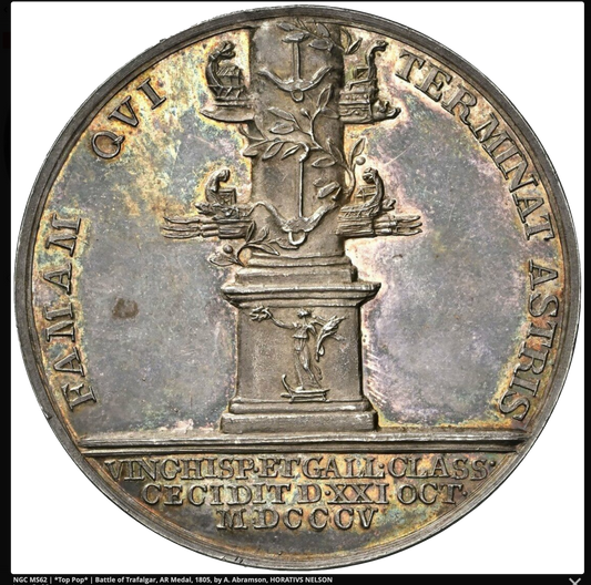 1805 Death of Nelson 40mm silver medal BHM 574 E964 MS62 TOP POP