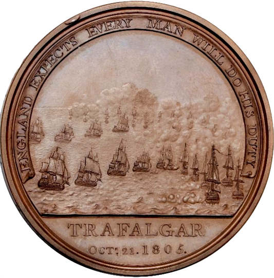 1805 Boulton's Battle Of Trafalgar bronze medal 48mm in original copper shells BHM 584 E960