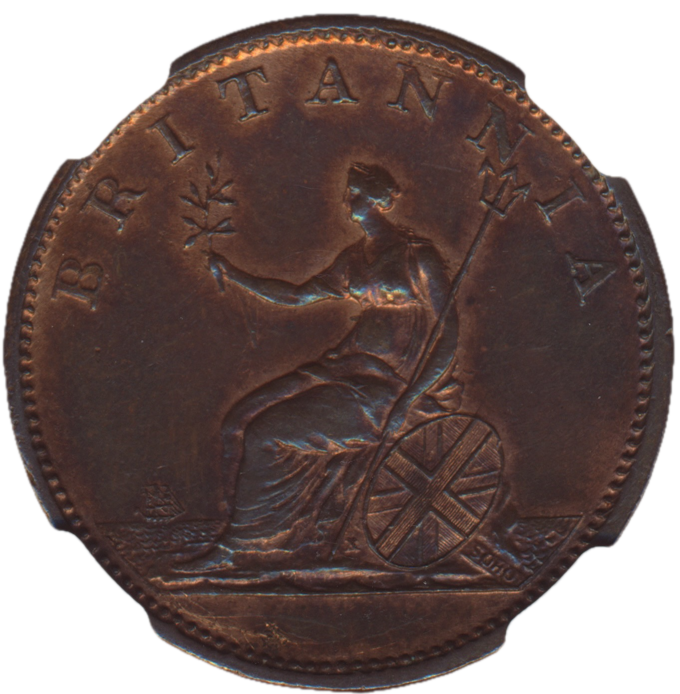 1806 Halfpenny S3781 BMC 1376 No berries UNC